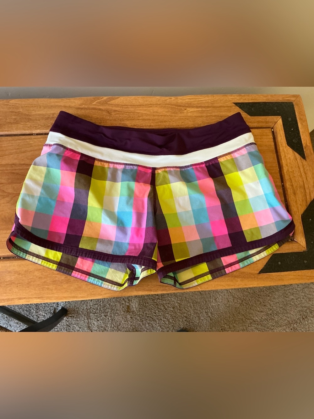 lululemon groovy run shorts sea check Multi Plaid Running Shorts